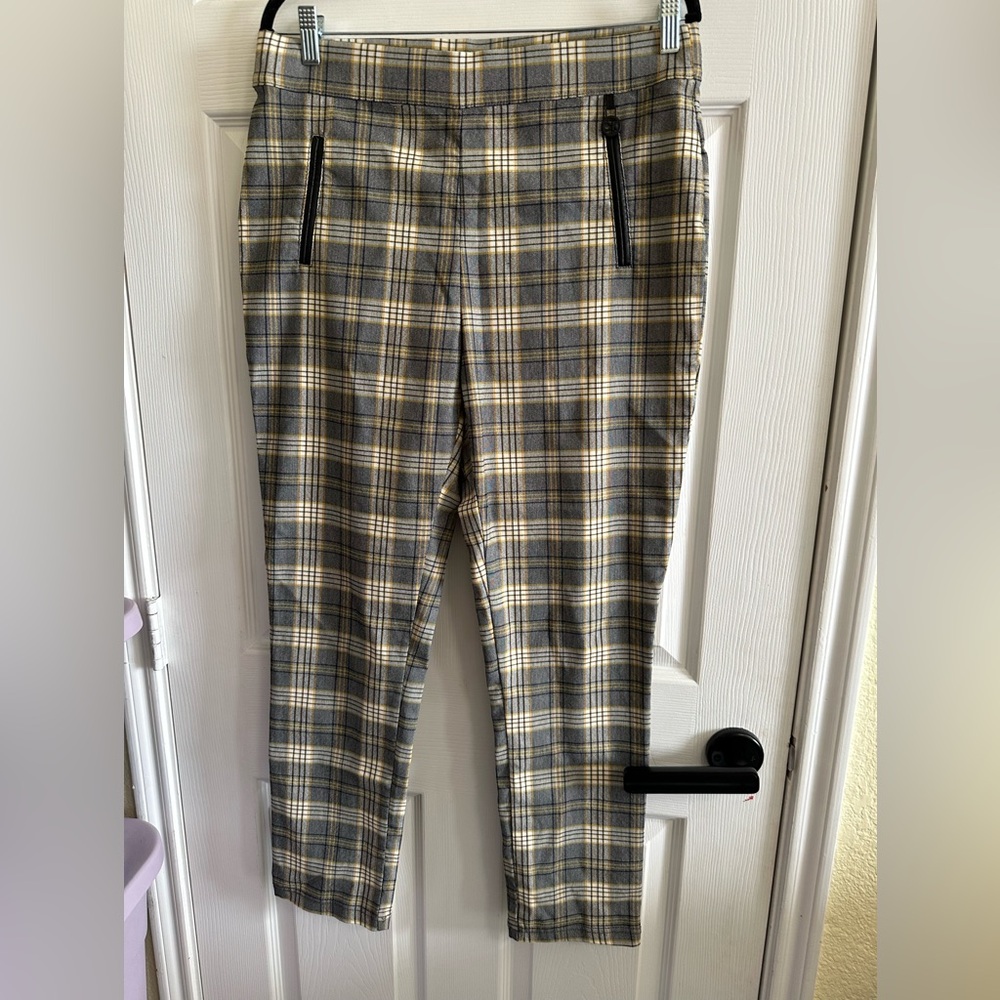 🌟 CALVIN KLEIN - RETRO PLAID PULL ON COMFORT STRETCH SKINNY PANTS - NWT - SZ 14